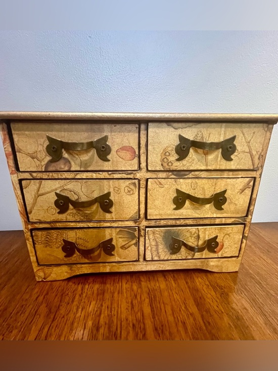 Mikasa Other - Mikasa Floral 6 Drawer Jewelry Box Wooden Tabletop Storage Chest Cottage Decor